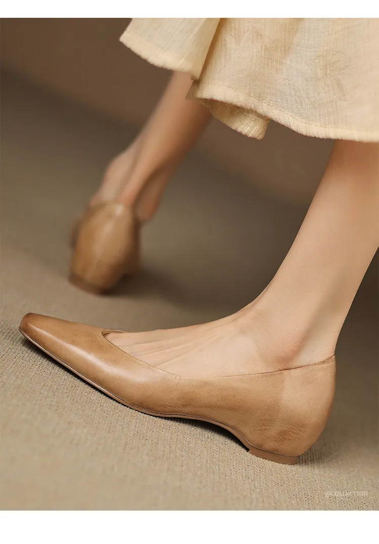 Spring and Autumn Single Shoes with Square Toe, Chunky Heel, High Heel, and Slip-on Style for Women