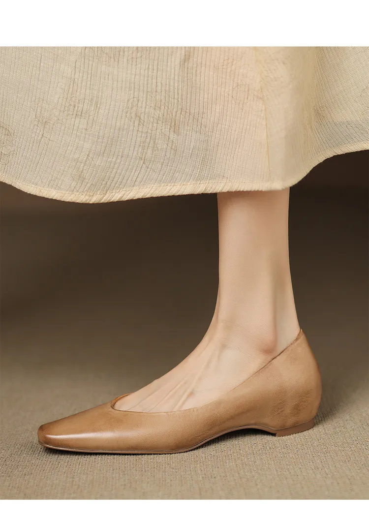Spring and Autumn Single Shoes with Square Toe, Chunky Heel, High Heel, and Slip-on Style for Women