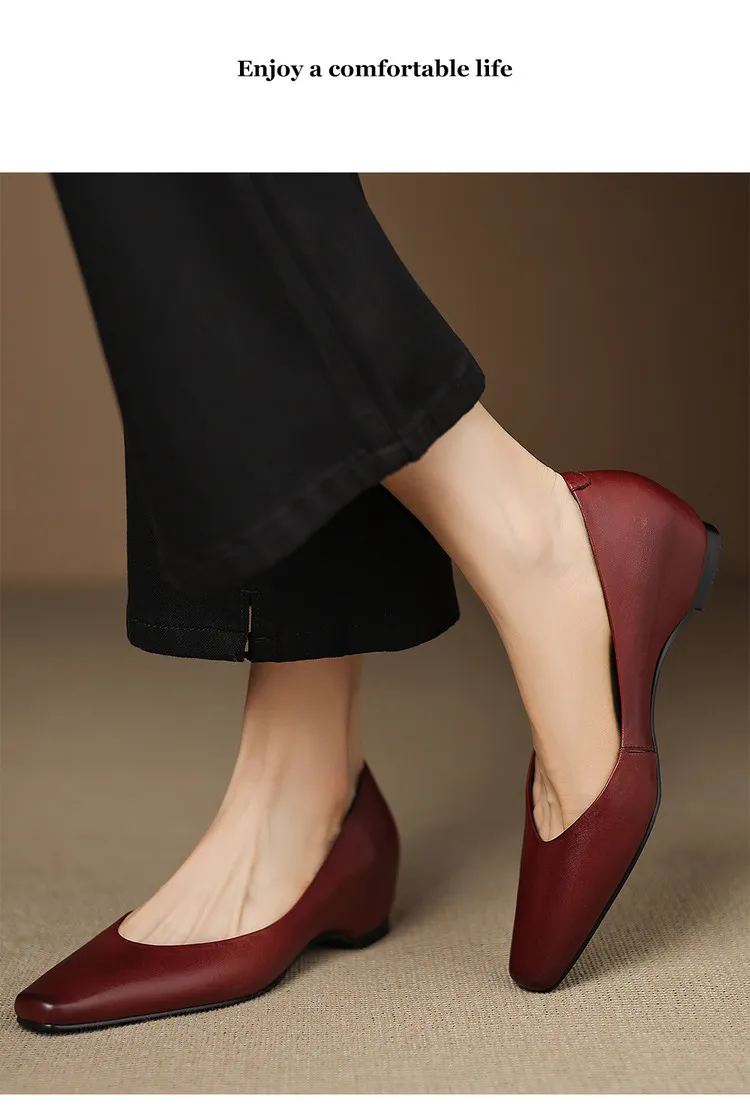 Spring and Autumn Single Shoes with Square Toe, Chunky Heel, High Heel, and Slip-on Style for Women