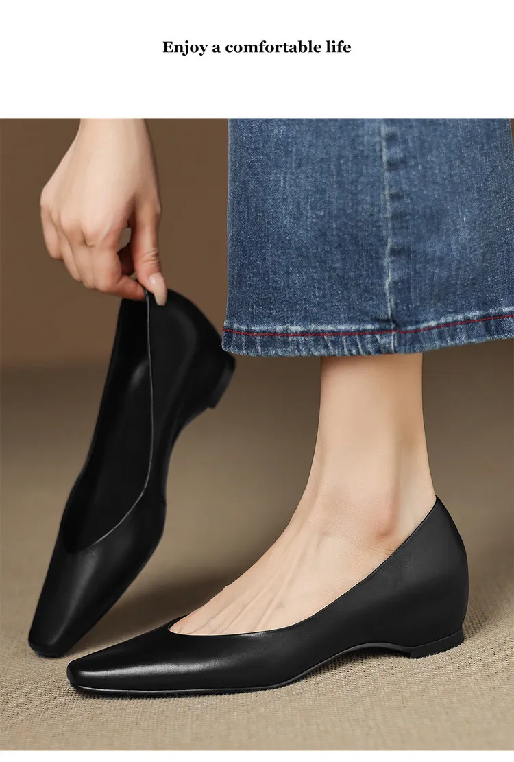 Spring and Autumn Single Shoes with Square Toe, Chunky Heel, High Heel, and Slip-on Style for Women