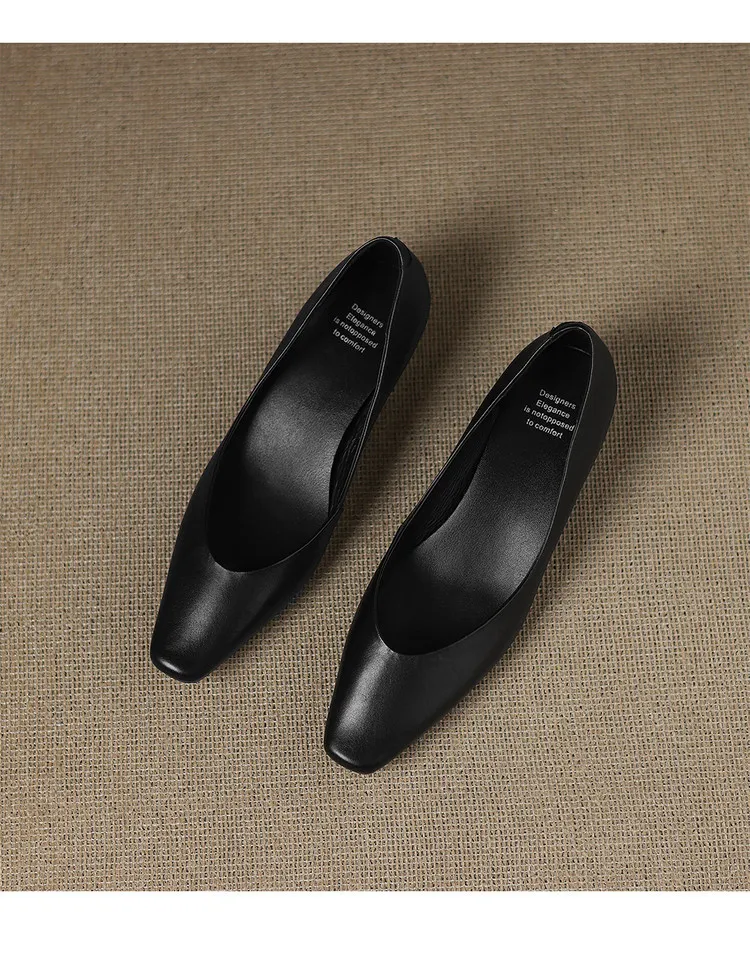 Spring and Autumn Single Shoes with Square Toe, Chunky Heel, High Heel, and Slip-on Style for Women