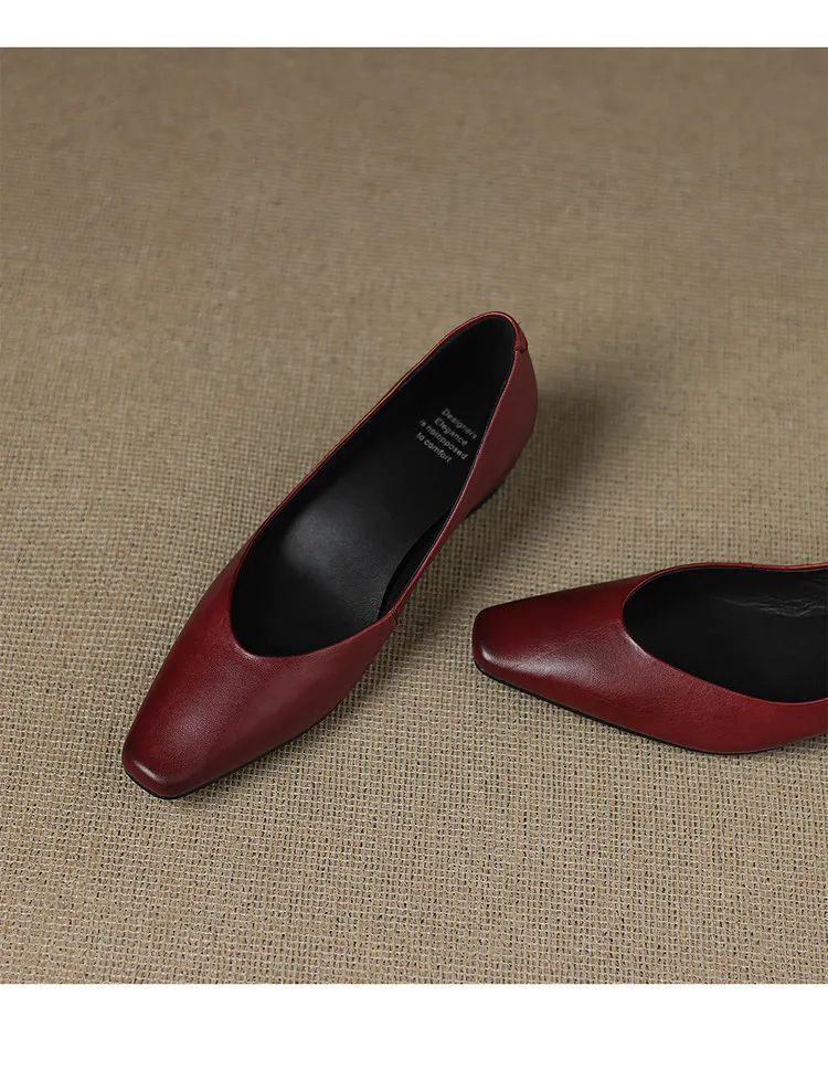 Spring and Autumn Single Shoes with Square Toe, Chunky Heel, High Heel, and Slip-on Style for Women