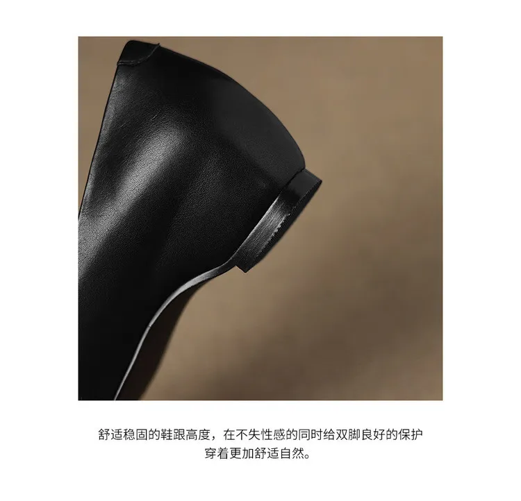 Spring and Autumn Single Shoes with Square Toe, Chunky Heel, High Heel, and Slip-on Style for Women