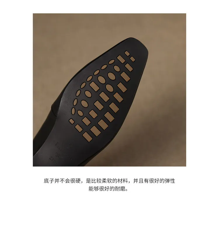 Spring and Autumn Single Shoes with Square Toe, Chunky Heel, High Heel, and Slip-on Style for Women