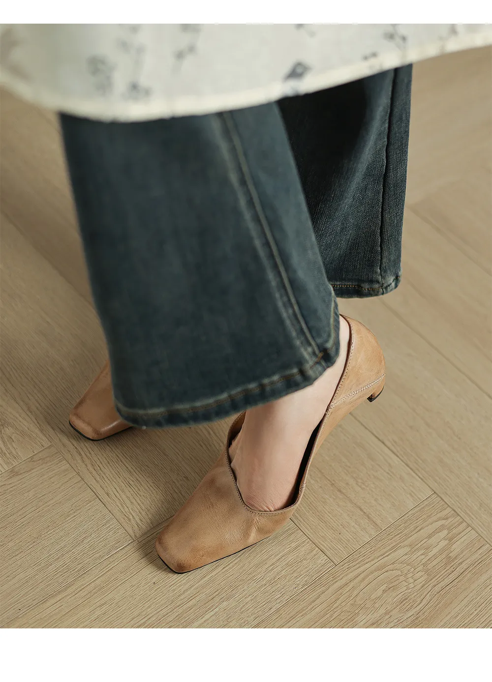 Autumn low-cut square-toe chunky heel high-heeled cowhide fashion shoes for women