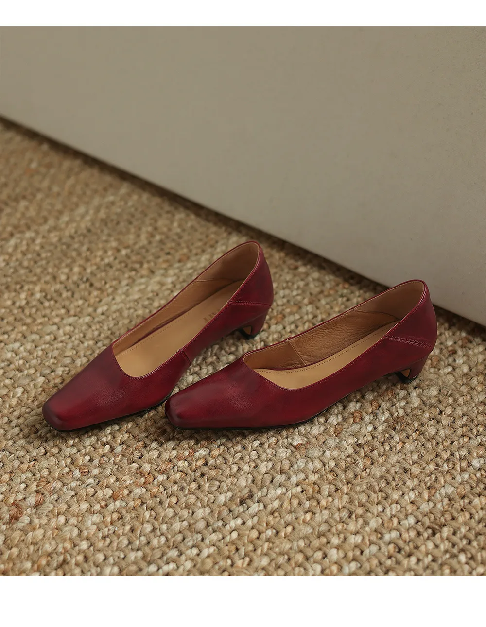 Autumn low-cut square-toe chunky heel high-heeled cowhide fashion shoes for women