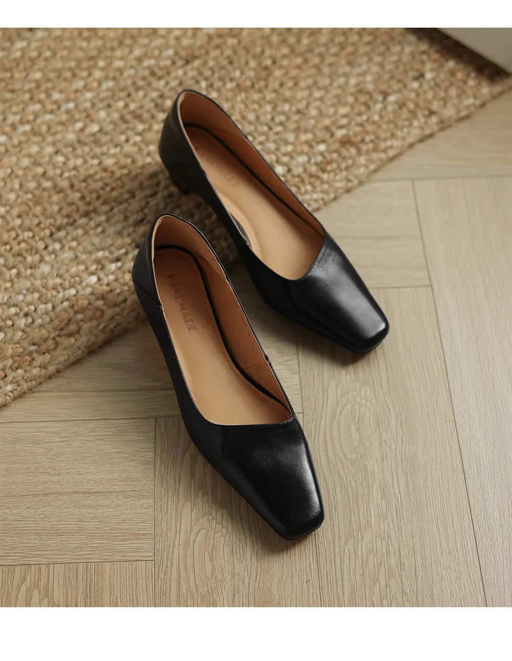 Autumn low-cut square-toe chunky heel high-heeled cowhide fashion shoes for women