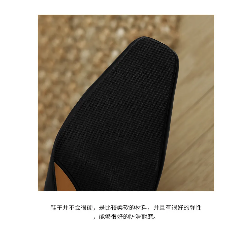Autumn low-cut square-toe chunky heel high-heeled cowhide fashion shoes for women