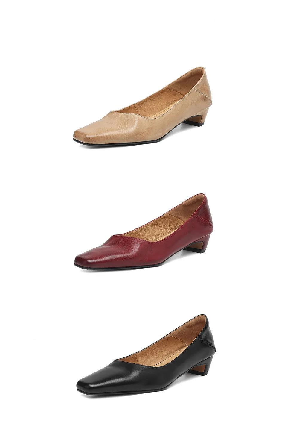 Autumn low-cut square-toe chunky heel high-heeled cowhide fashion shoes for women