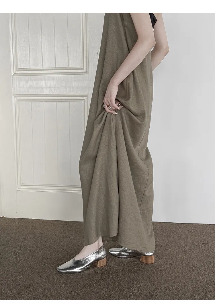 Autumn square-toe low-cut slip-on fashion shoes with chunky heels and cowhide leather.