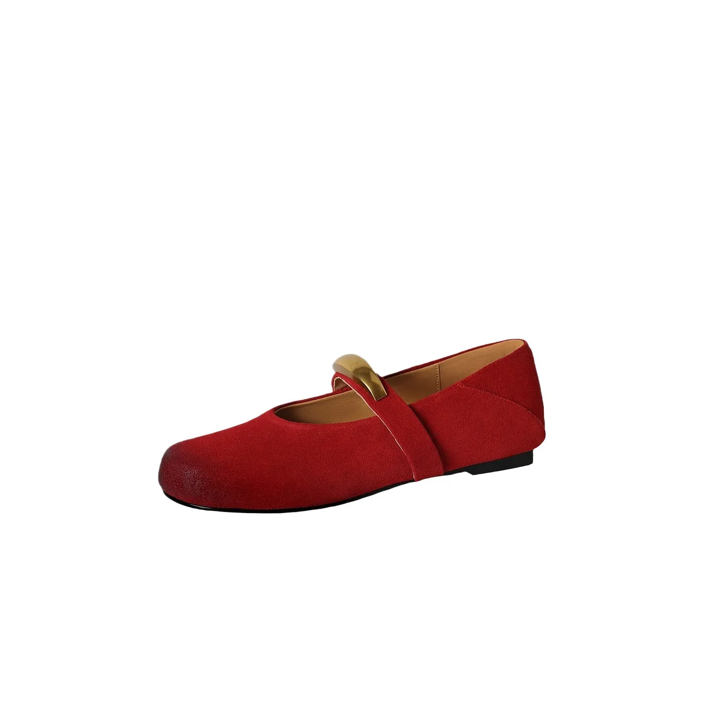 Autumn round-toe flat shoes, comfortable cowhide, two-way slip-on shoes for women