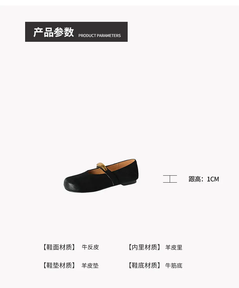 Autumn round-toe flat shoes, comfortable cowhide, two-way slip-on shoes for women