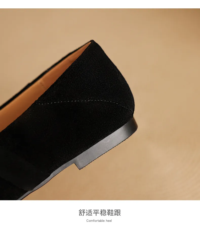 Autumn round-toe flat shoes, comfortable cowhide, two-way slip-on shoes for women