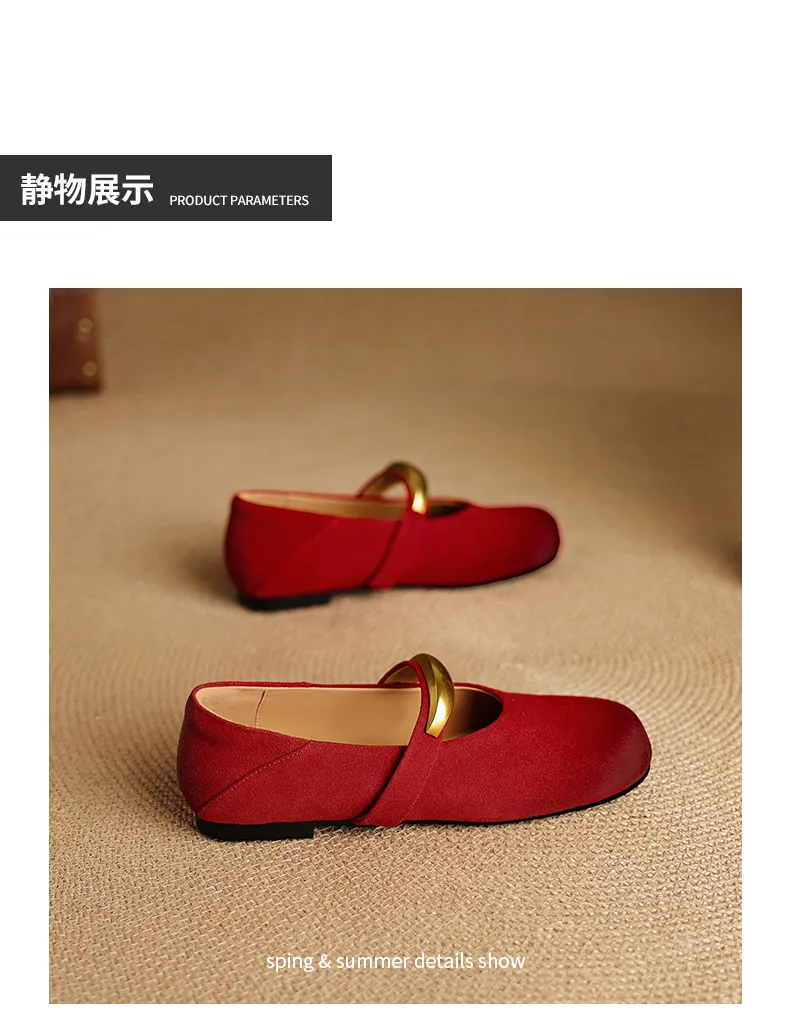 Autumn round-toe flat shoes, comfortable cowhide, two-way slip-on shoes for women