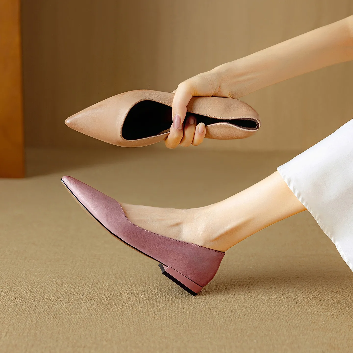 Autumn Pointed-Toe Slip-On Leather Fashion Shoes for Women - Hot Selling