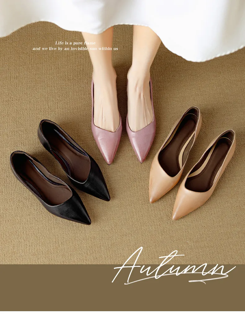 Autumn Pointed-Toe Slip-On Leather Fashion Shoes for Women - Hot Selling
