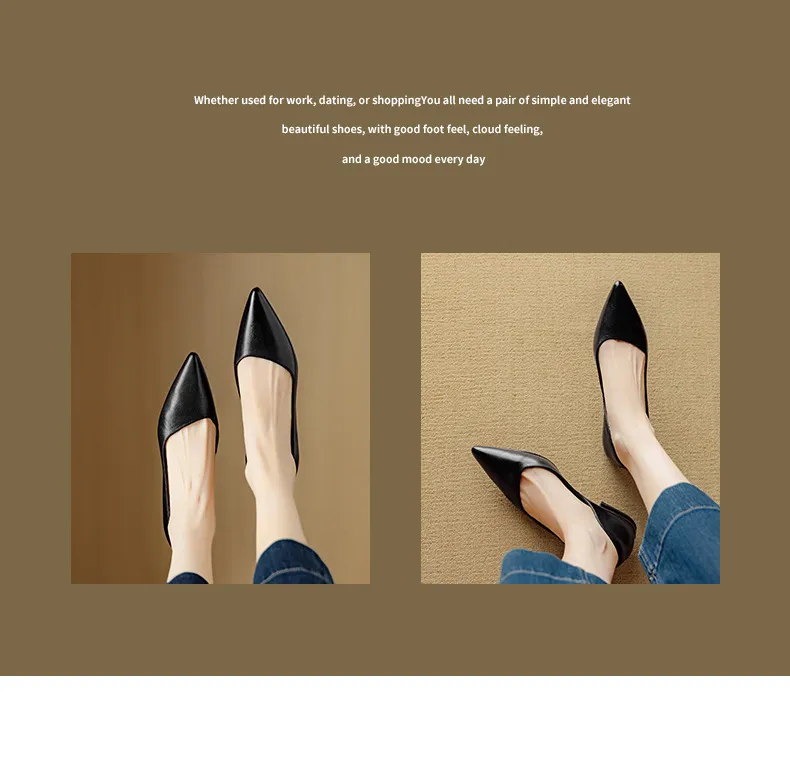 Autumn Pointed-Toe Slip-On Leather Fashion Shoes for Women - Hot Selling