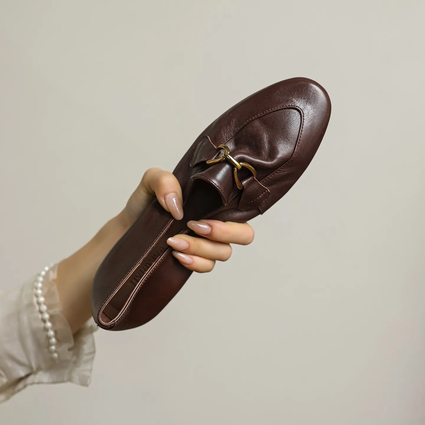 Autumn round-toe slip-on cowhide fashion comfortable women's shoes