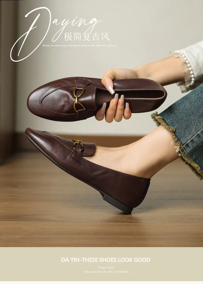 Autumn round-toe slip-on cowhide fashion comfortable women's shoes