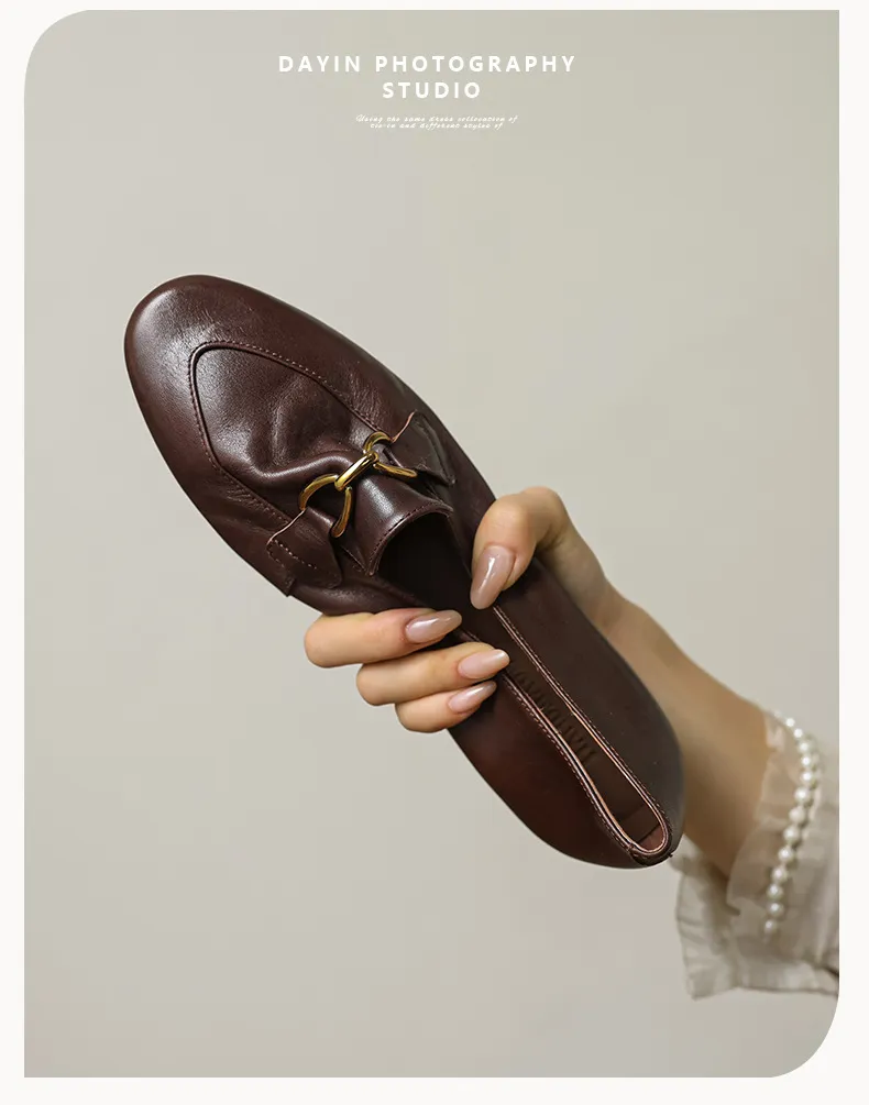 Autumn round-toe slip-on cowhide fashion comfortable women's shoes