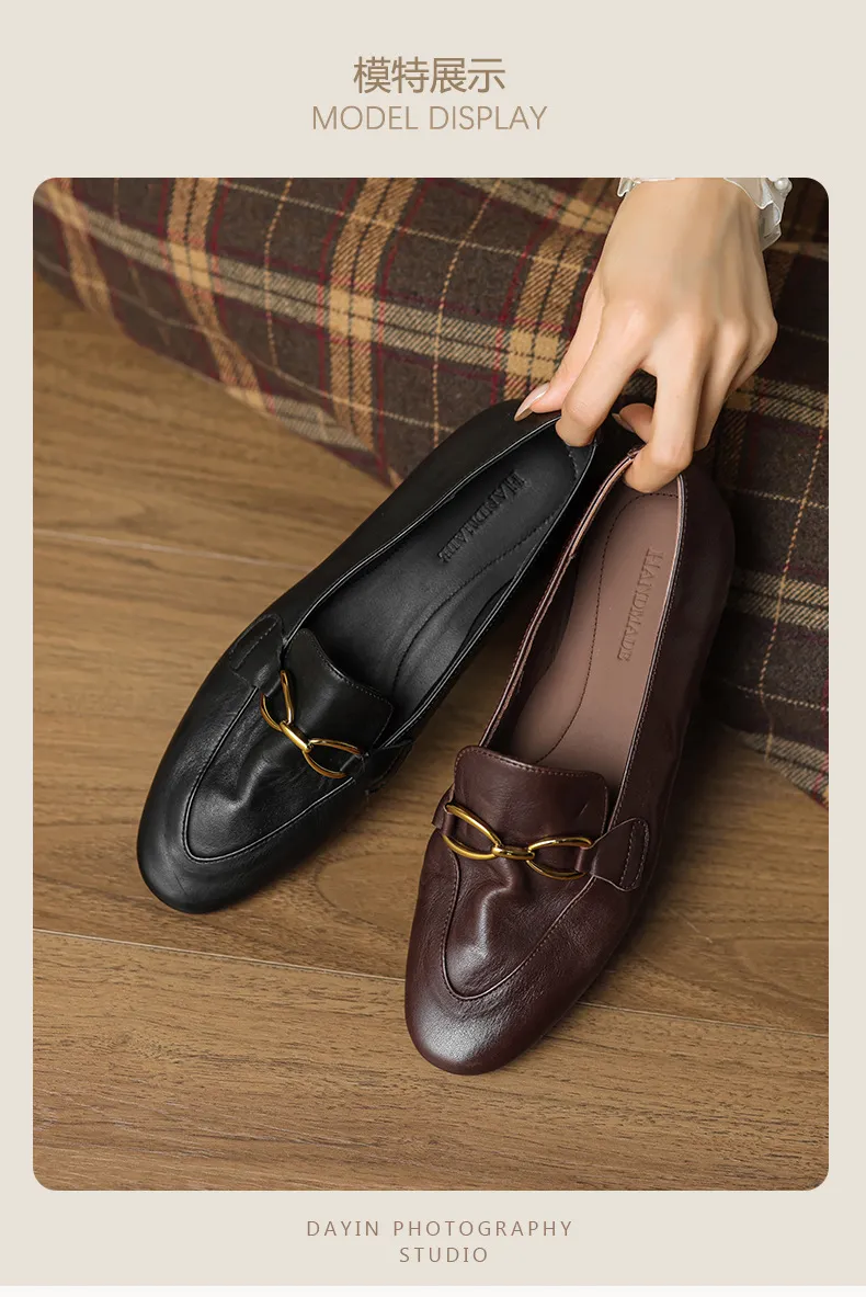 Autumn round-toe slip-on cowhide fashion comfortable women's shoes