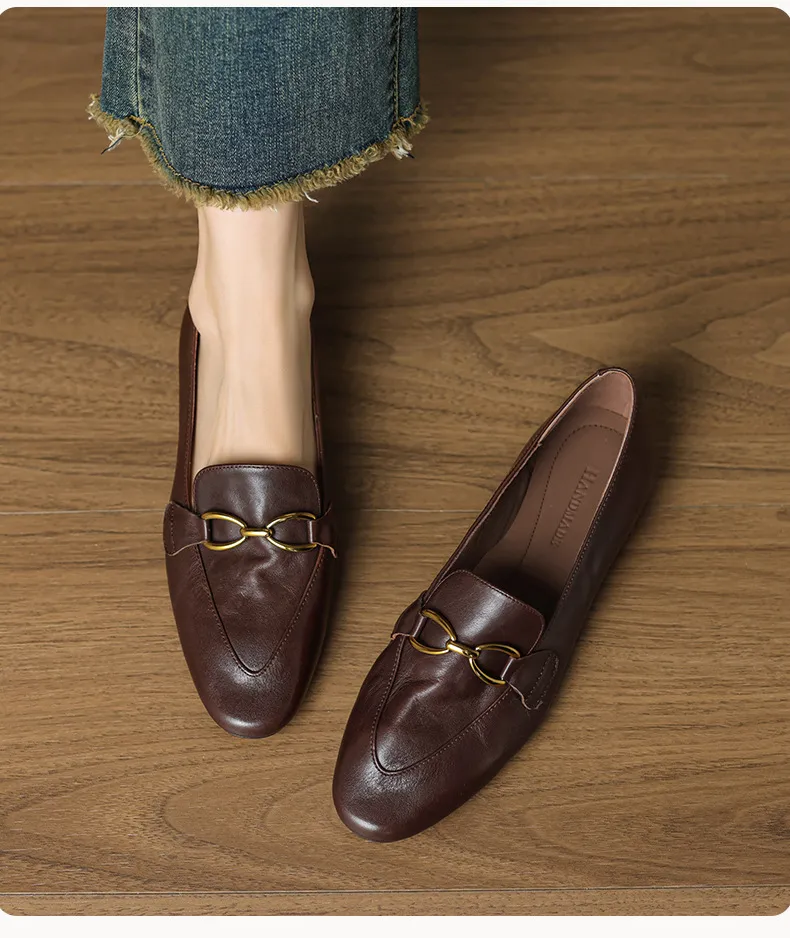Autumn round-toe slip-on cowhide fashion comfortable women's shoes