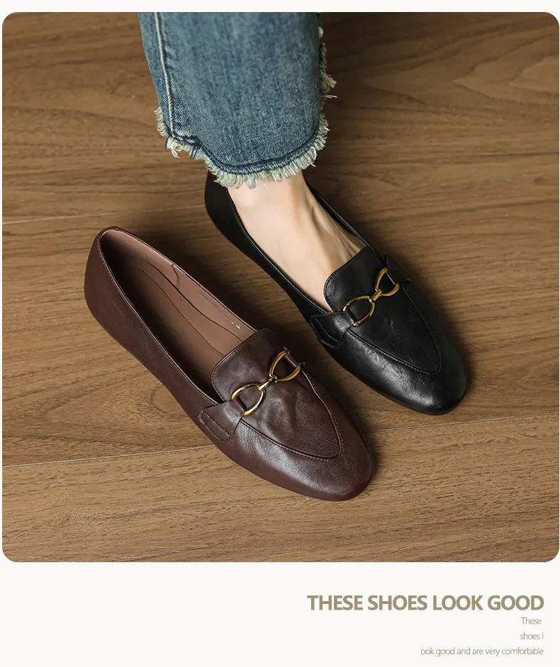 Autumn round-toe slip-on cowhide fashion comfortable women's shoes