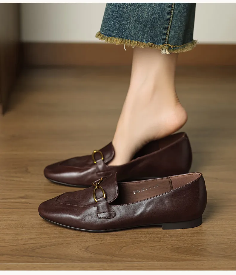 Autumn round-toe slip-on cowhide fashion comfortable women's shoes