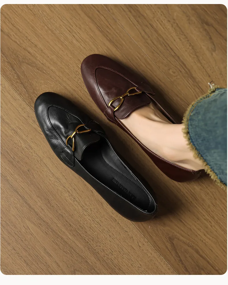 Autumn round-toe slip-on cowhide fashion comfortable women's shoes