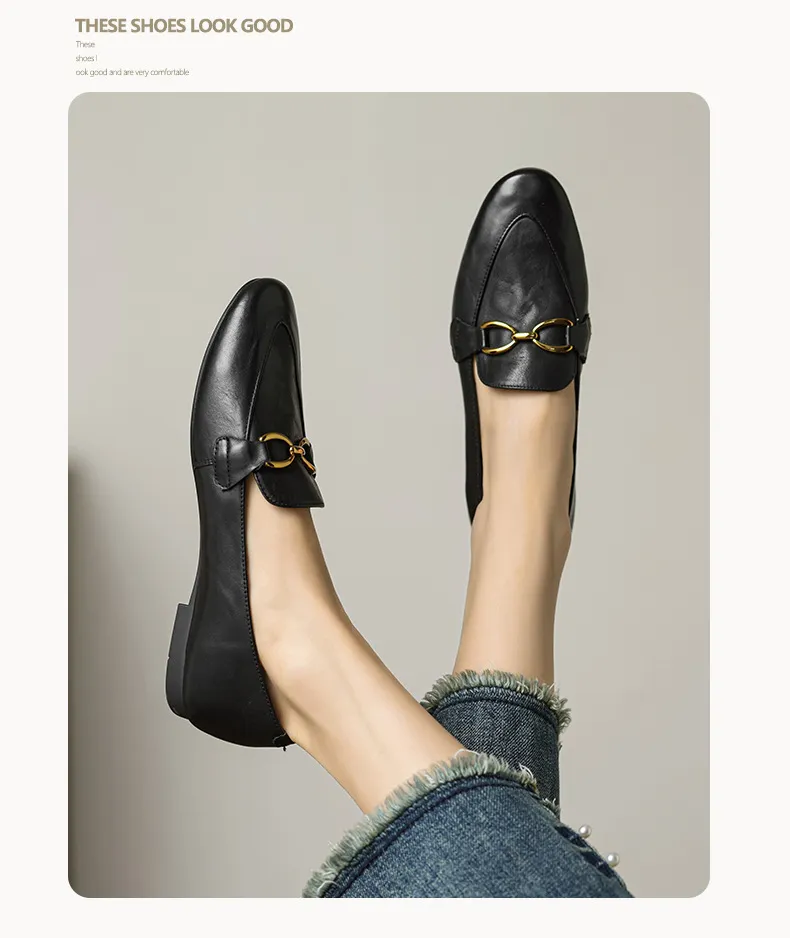 Autumn round-toe slip-on cowhide fashion comfortable women's shoes