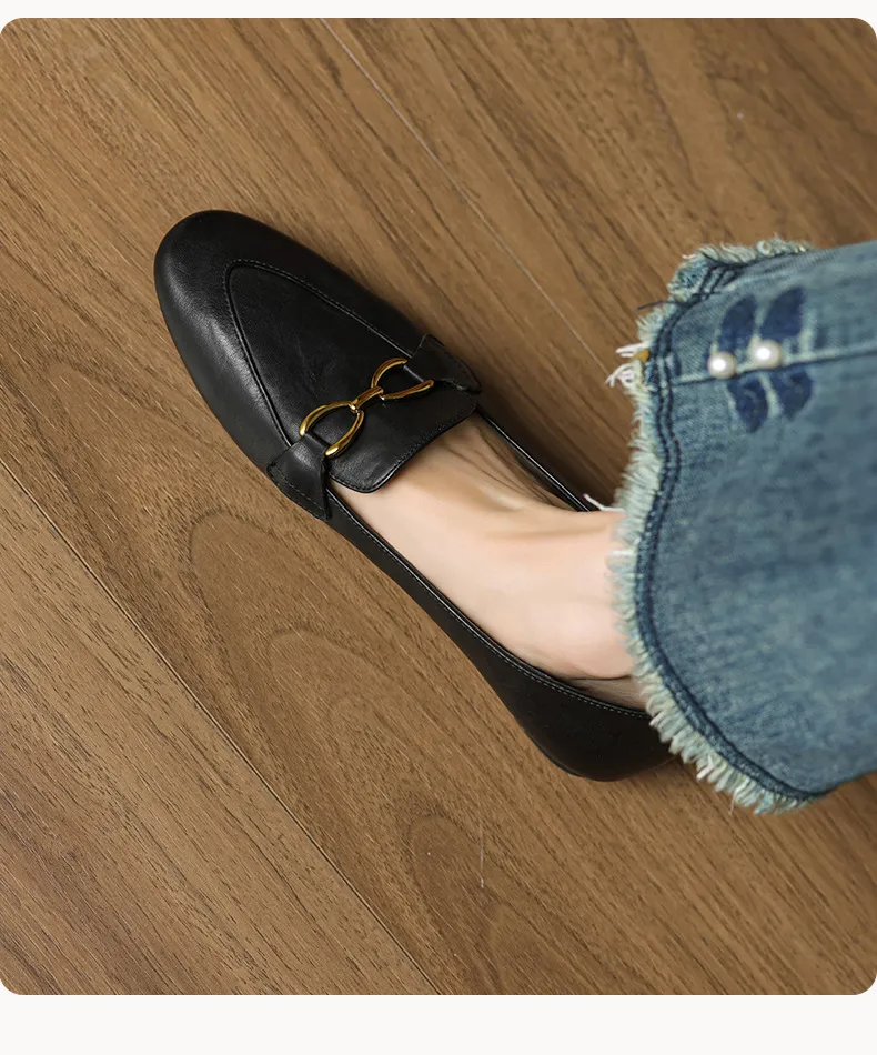 Autumn round-toe slip-on cowhide fashion comfortable women's shoes