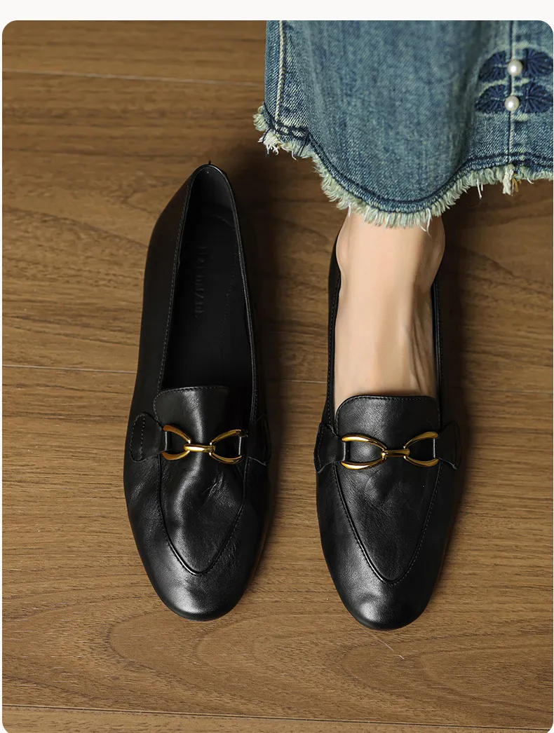 Autumn round-toe slip-on cowhide fashion comfortable women's shoes