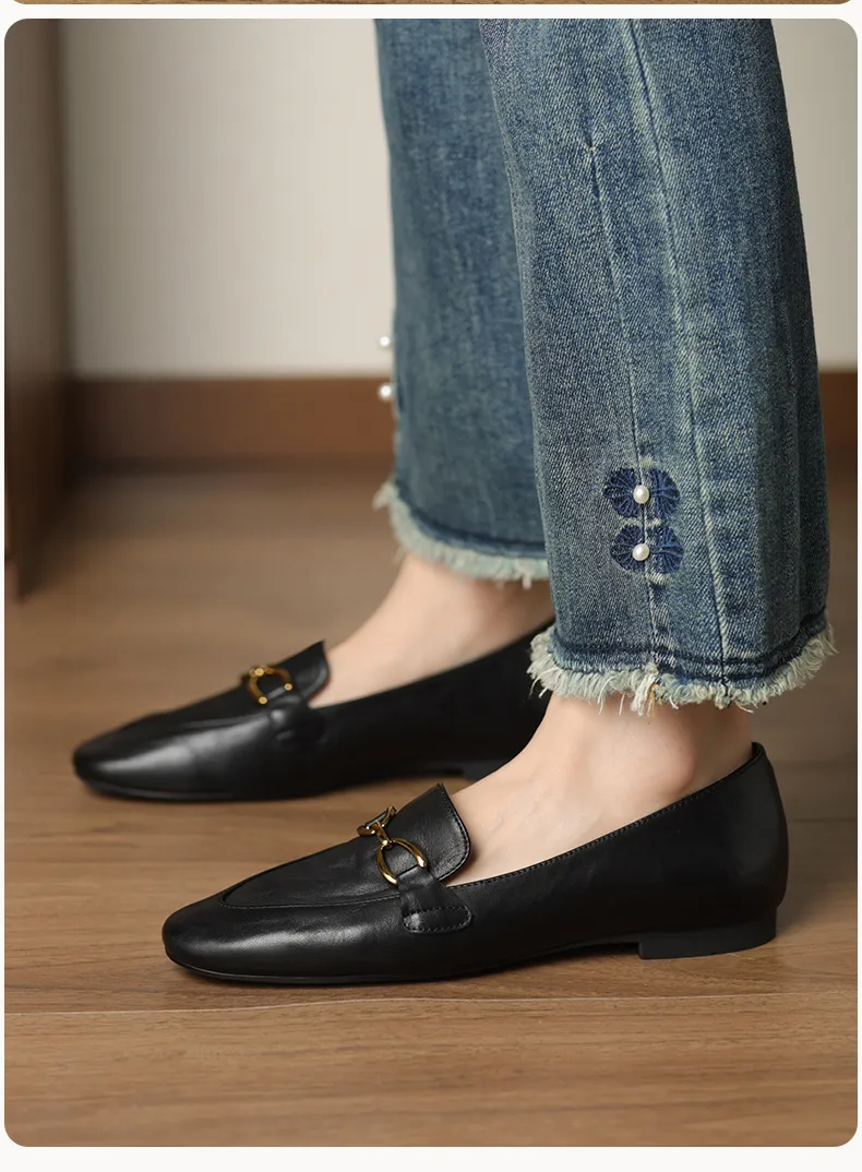 Autumn round-toe slip-on cowhide fashion comfortable women's shoes