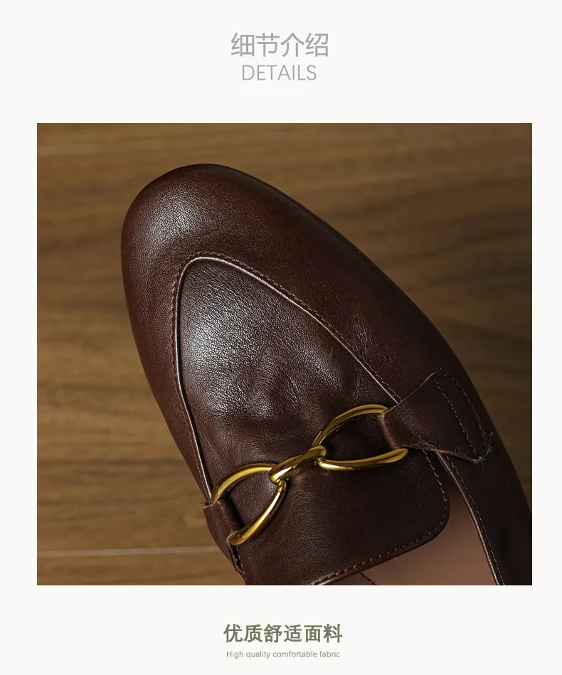 Autumn round-toe slip-on cowhide fashion comfortable women's shoes