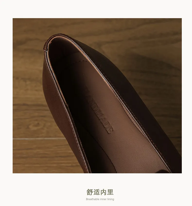 Autumn round-toe slip-on cowhide fashion comfortable women's shoes