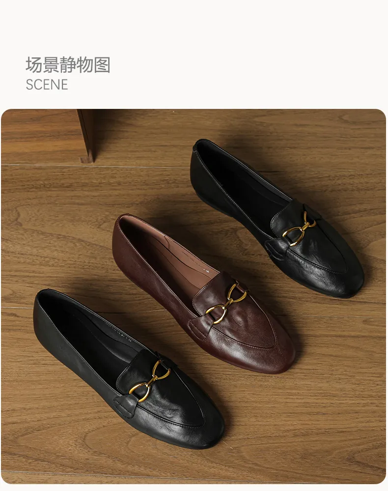 Autumn round-toe slip-on cowhide fashion comfortable women's shoes