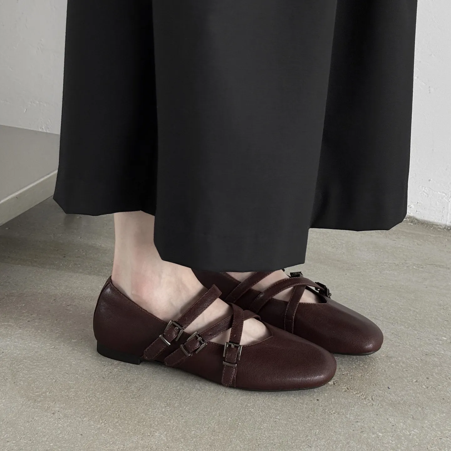 Autumn square-toe flat shoes, sheepskin, low-cut, comfortable fashion women's shoes