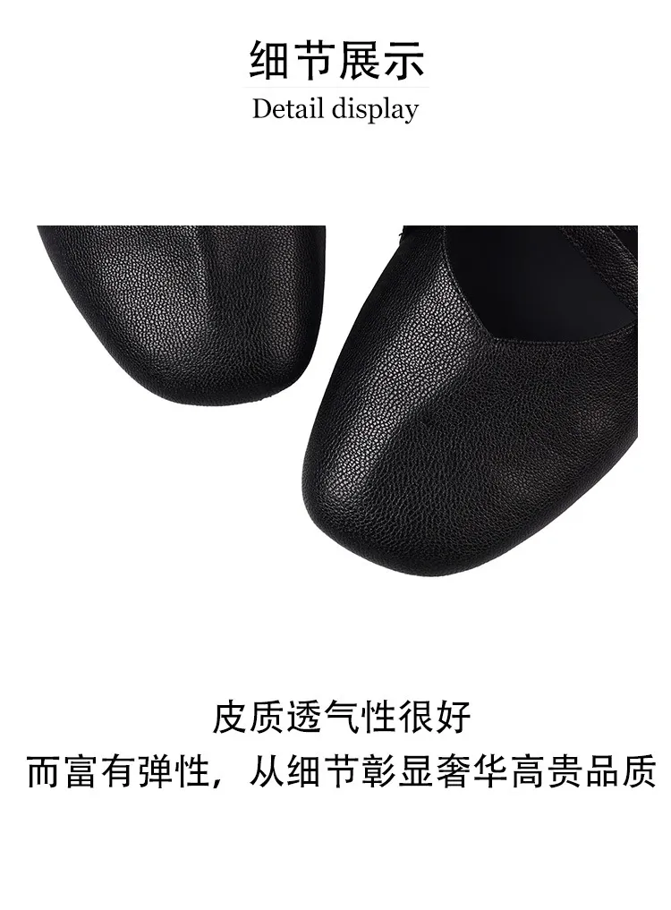 Autumn square-toe flat shoes, sheepskin, low-cut, comfortable fashion women's shoes