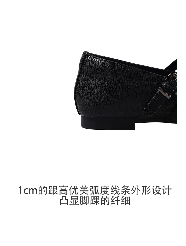 Autumn square-toe flat shoes, sheepskin, low-cut, comfortable fashion women's shoes