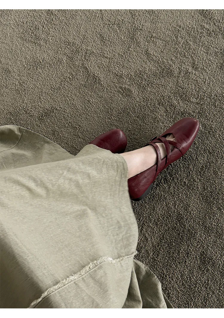 Autumn square-toe flat shoes, sheepskin, low-cut, comfortable fashion women's shoes