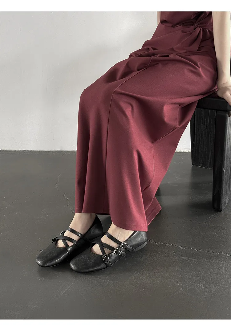 Autumn square-toe flat shoes, sheepskin, low-cut, comfortable fashion women's shoes
