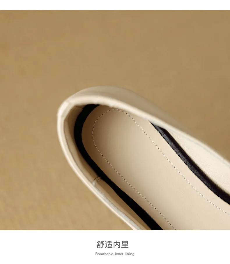 Autumn pointed-toe chunky heel low-heel floral color-block Chanel-style lambskin fashion shoes