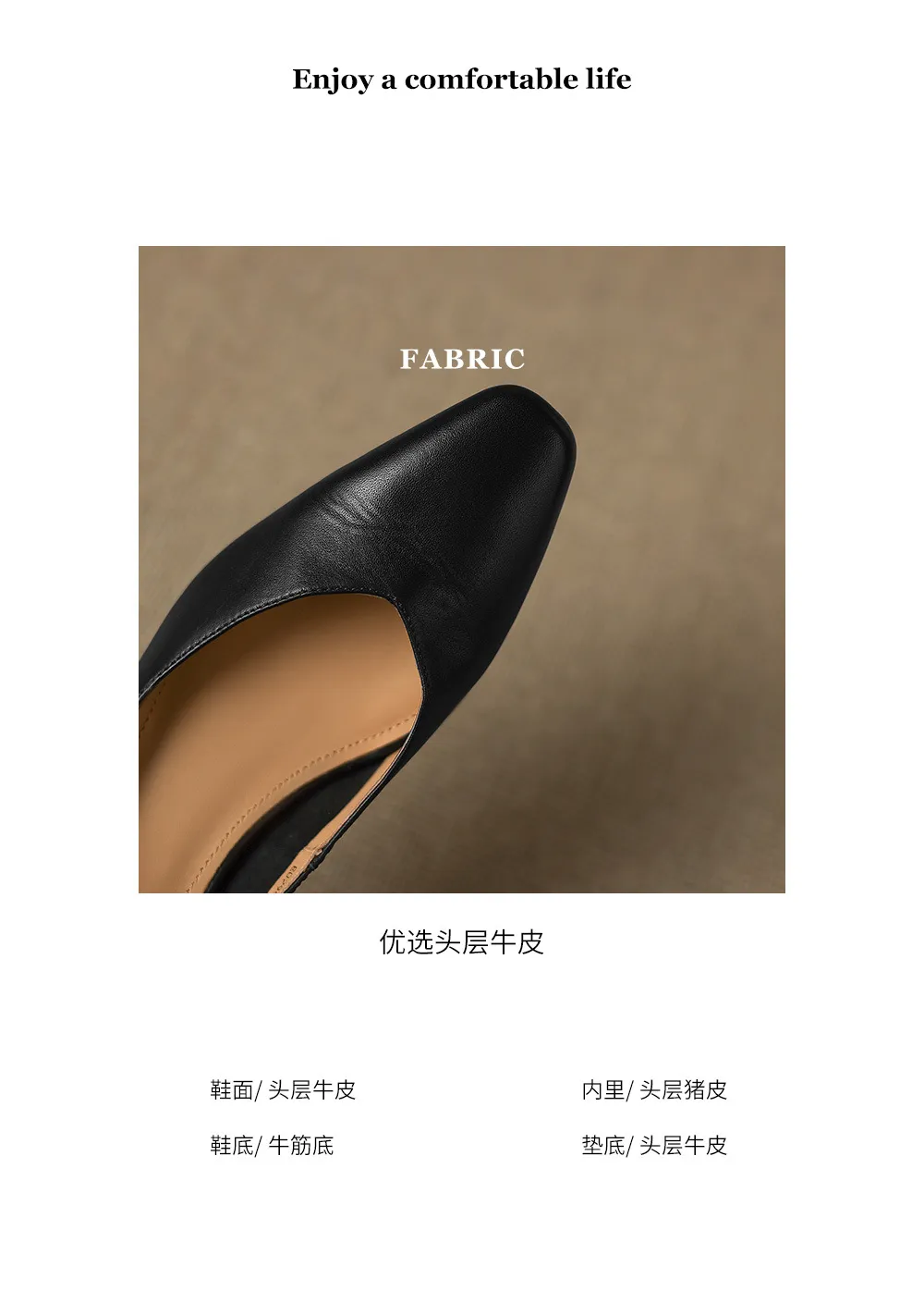 In-stock video: Spring/Autumn style chunky heeled high heel square toe low-cut single shoes, cowhide slip-on fashion women's shoes