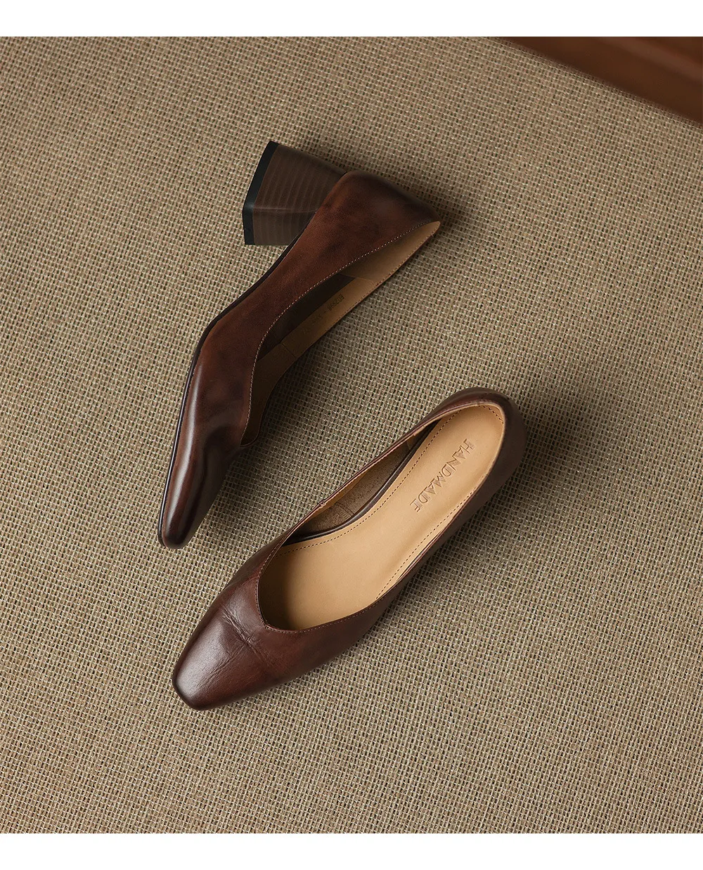 In-stock video: Spring/Autumn style chunky heeled high heel square toe low-cut single shoes, cowhide slip-on fashion women's shoes