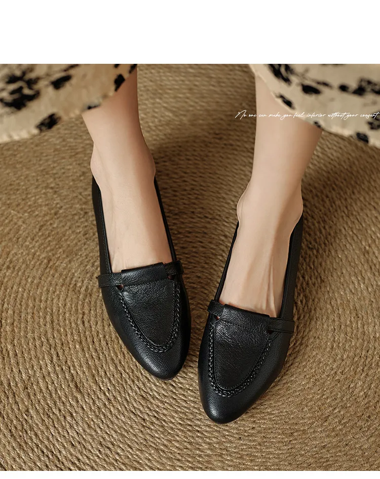 Autumn low-cut, chunky heel, round toe, sheepskin slip-on women's shoes, simple style, black, apricot, gray.