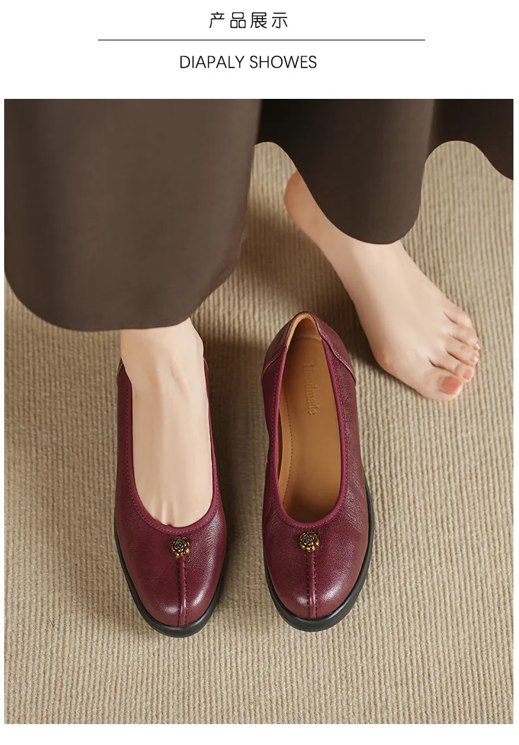 Autumn thick-soled flat shoes, round toe, low-cut, comfortable and soft sheepskin women's shoes