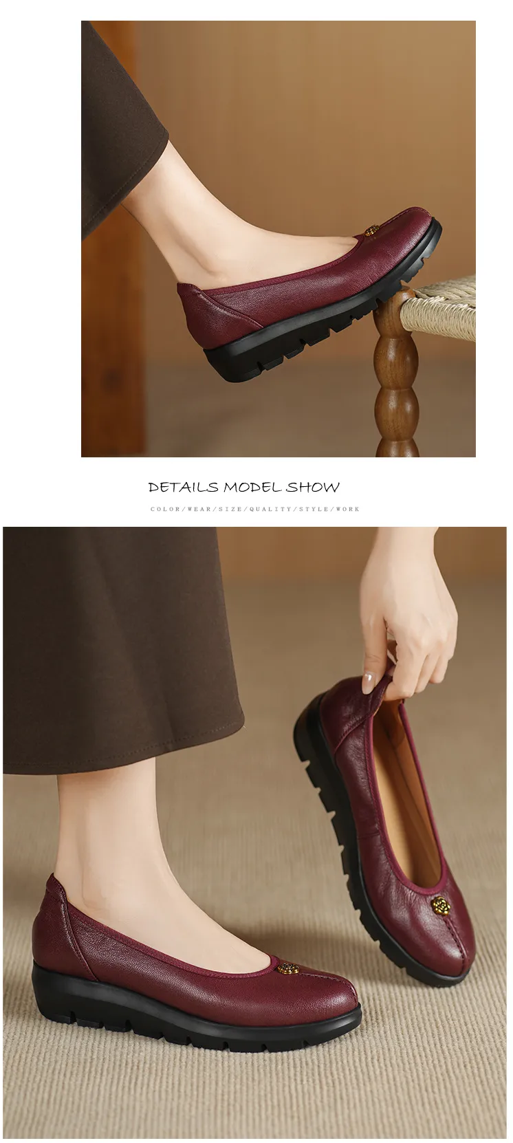 Autumn thick-soled flat shoes, round toe, low-cut, comfortable and soft sheepskin women's shoes