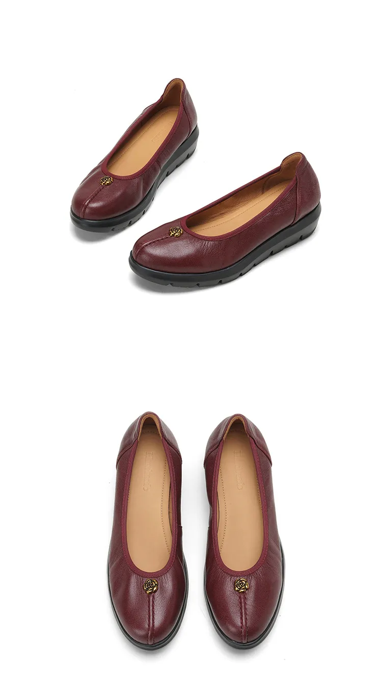 Autumn thick-soled flat shoes, round toe, low-cut, comfortable and soft sheepskin women's shoes