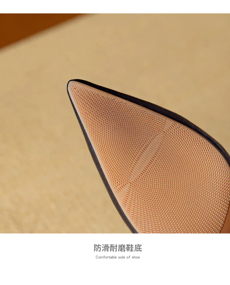 Autumn stiletto heeled pointed-toe low-cut sheepskin French Mary Jane shoes