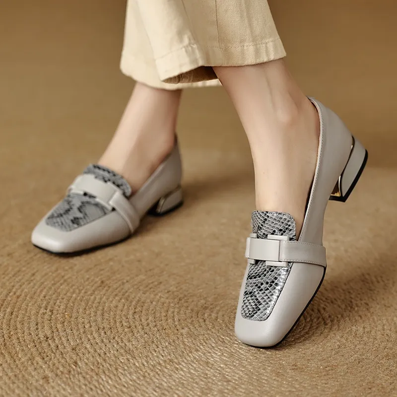 Autumn square-toe chunky heel high-heeled slip-on fashion shoes for women